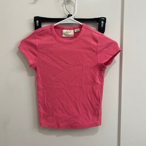 Pink Anthropologie Ribbed Tee